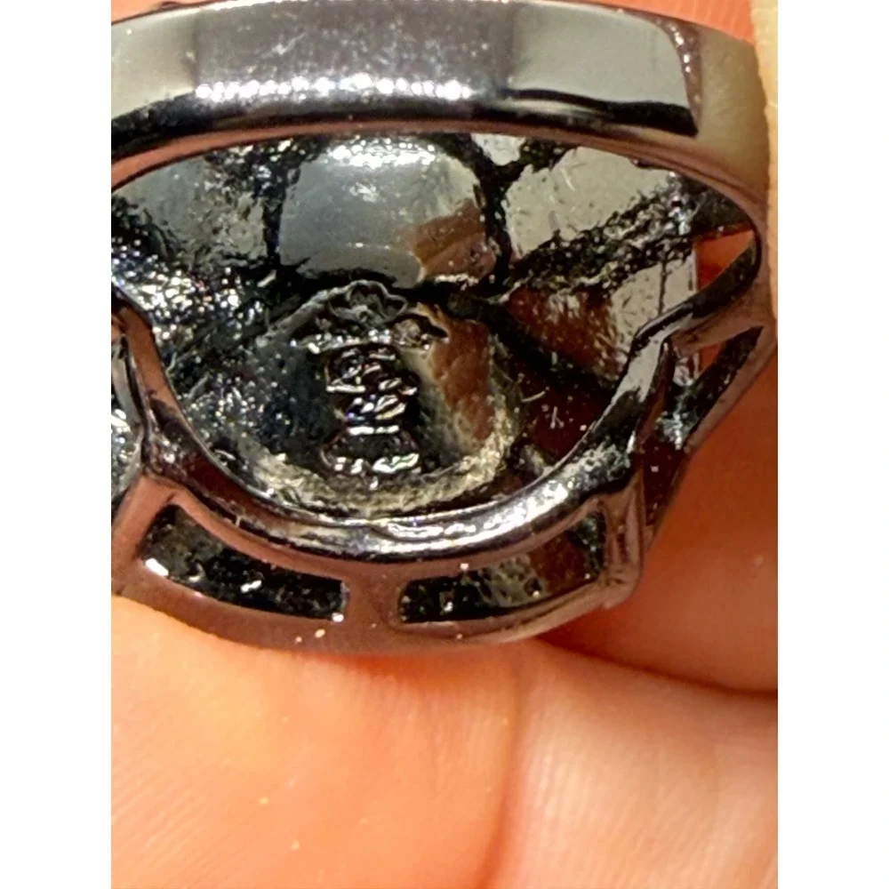 DEADSTOCK Premier design Gun Metal Grey Cushion Cut Cocktail Ring Size 6.5